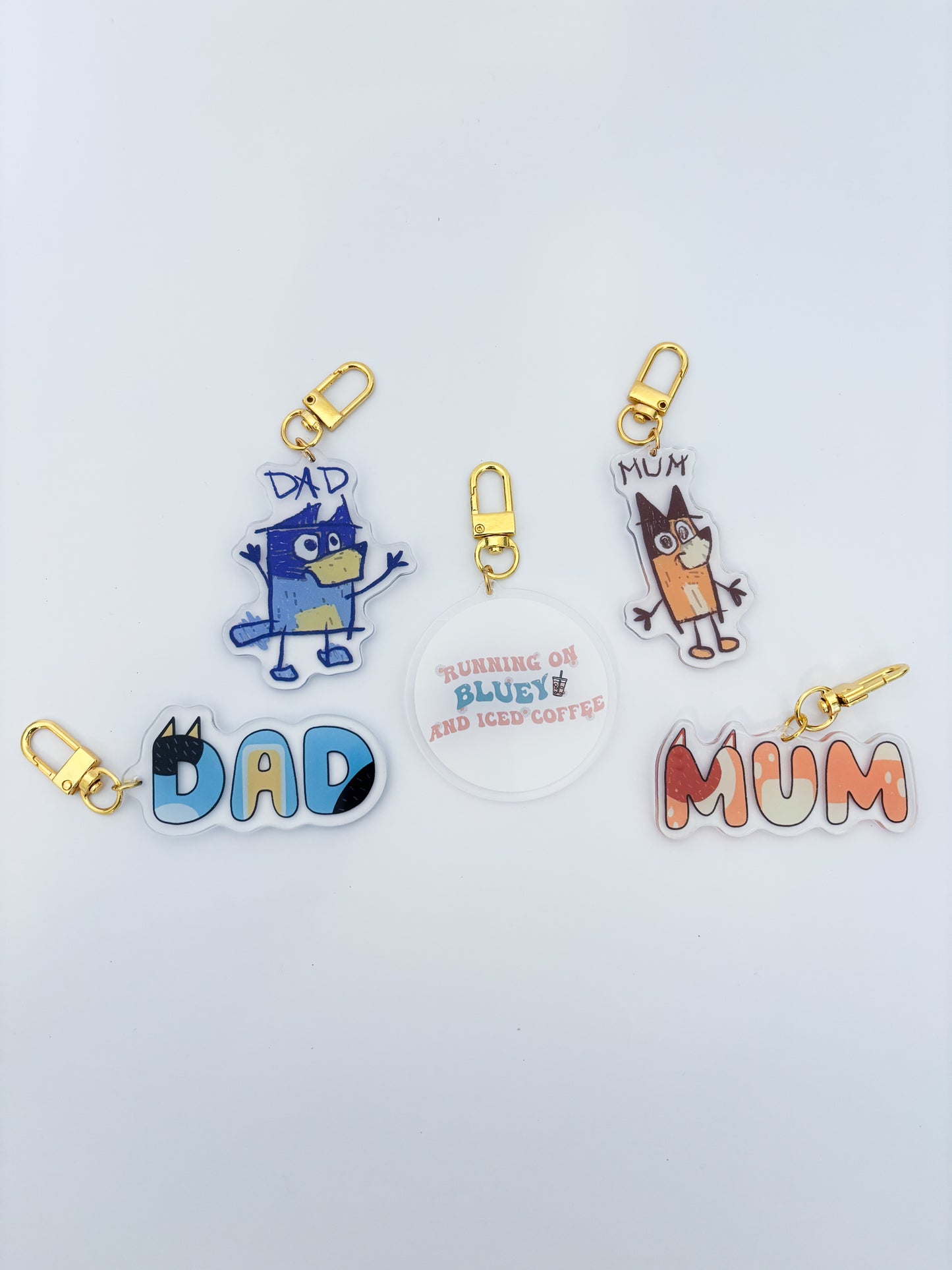 Blue dog acrylic keychains