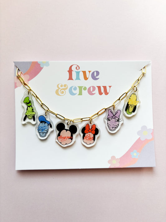 Mouse and Friends Charm Necklace and Bracelet