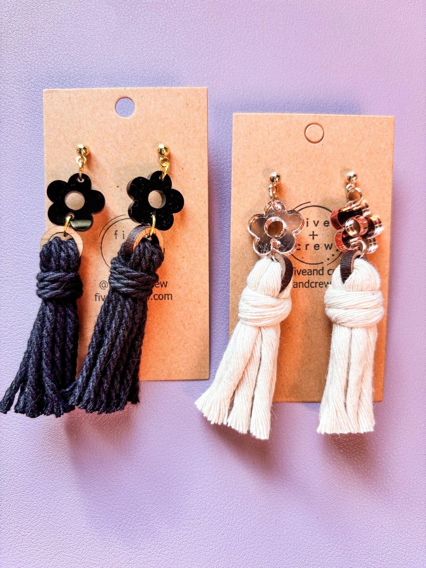 Macrame & Acrylic Earrings