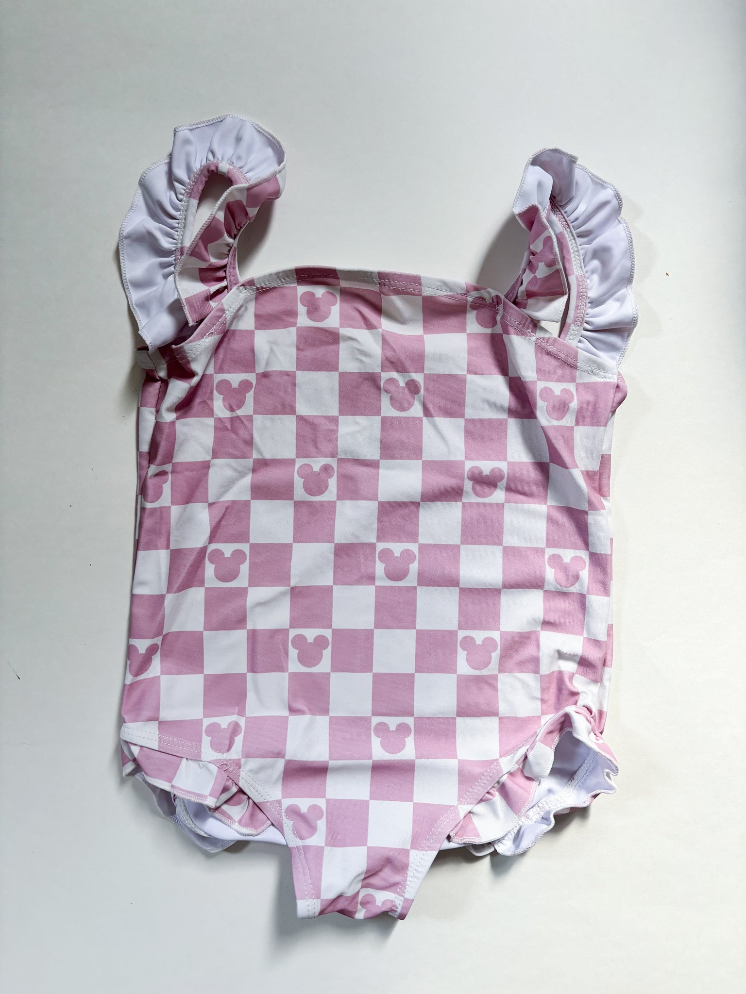 Pink Check Sleeveless Swimsuits