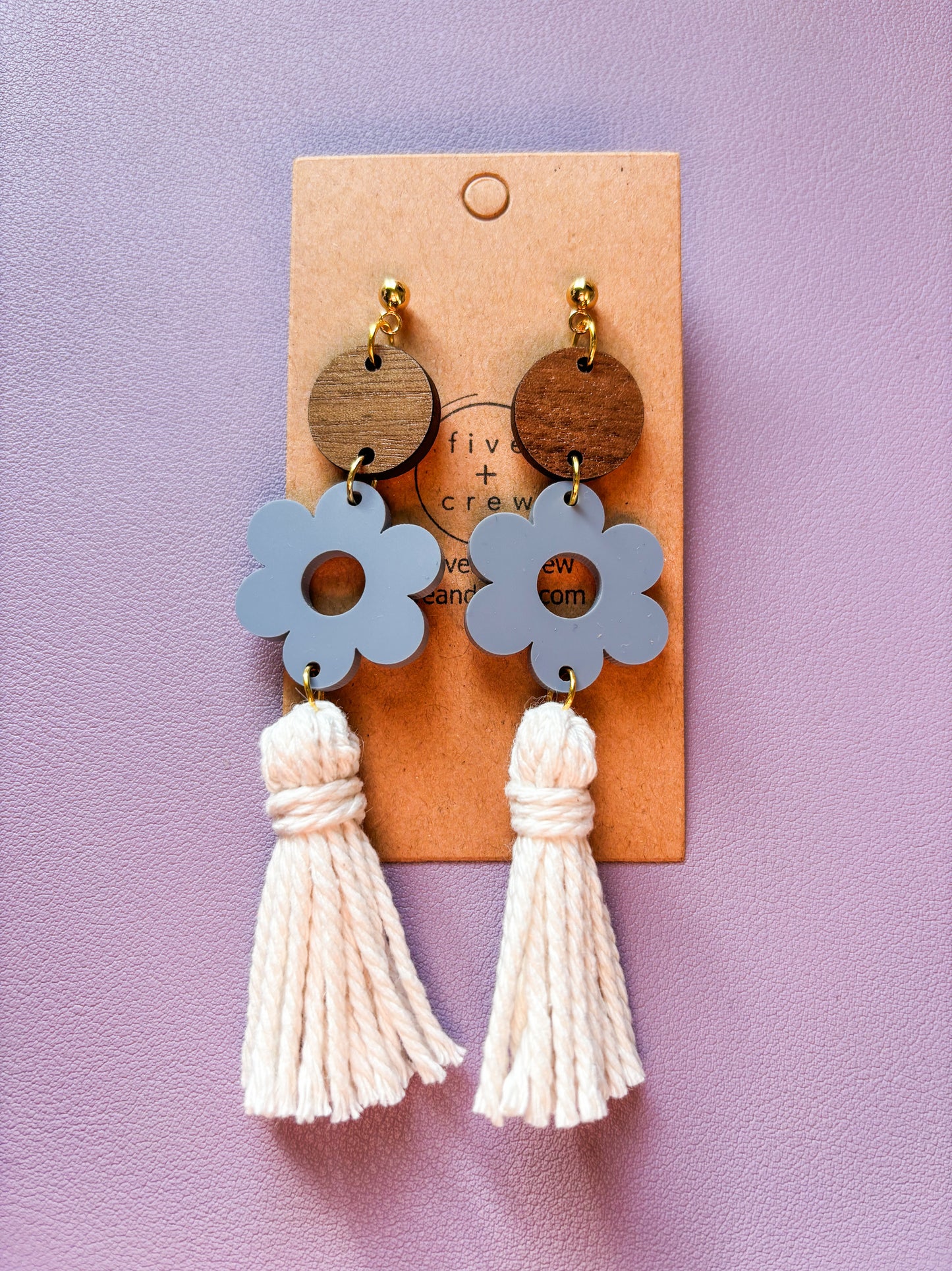 Macrame & Acrylic Earrings