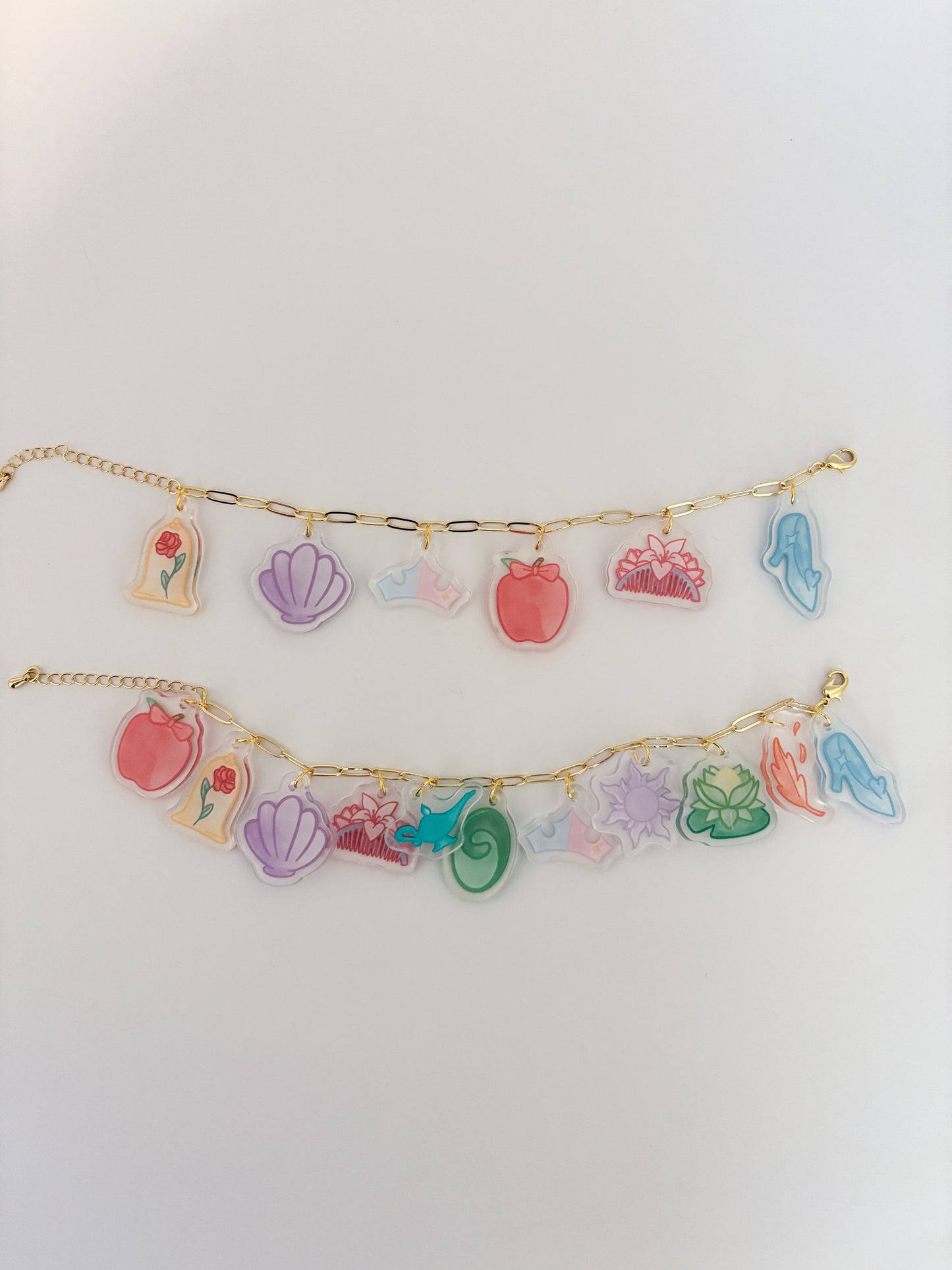 Princess Symbol Charm Necklace(11 charms) and Bracelet (6charms)