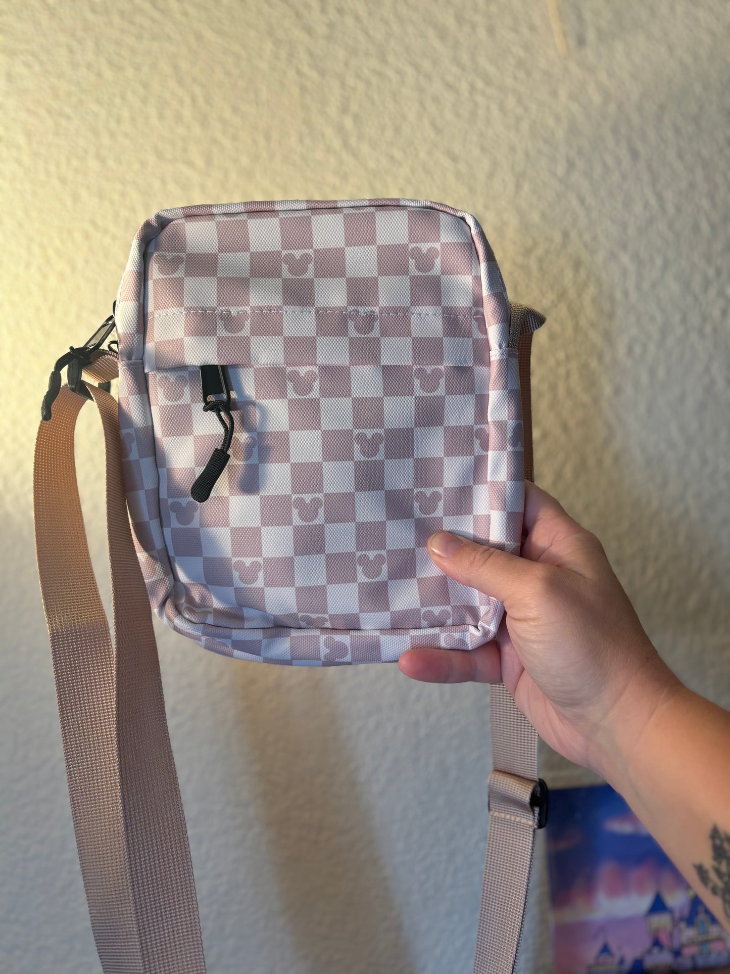 Neutral Checker Crossbody