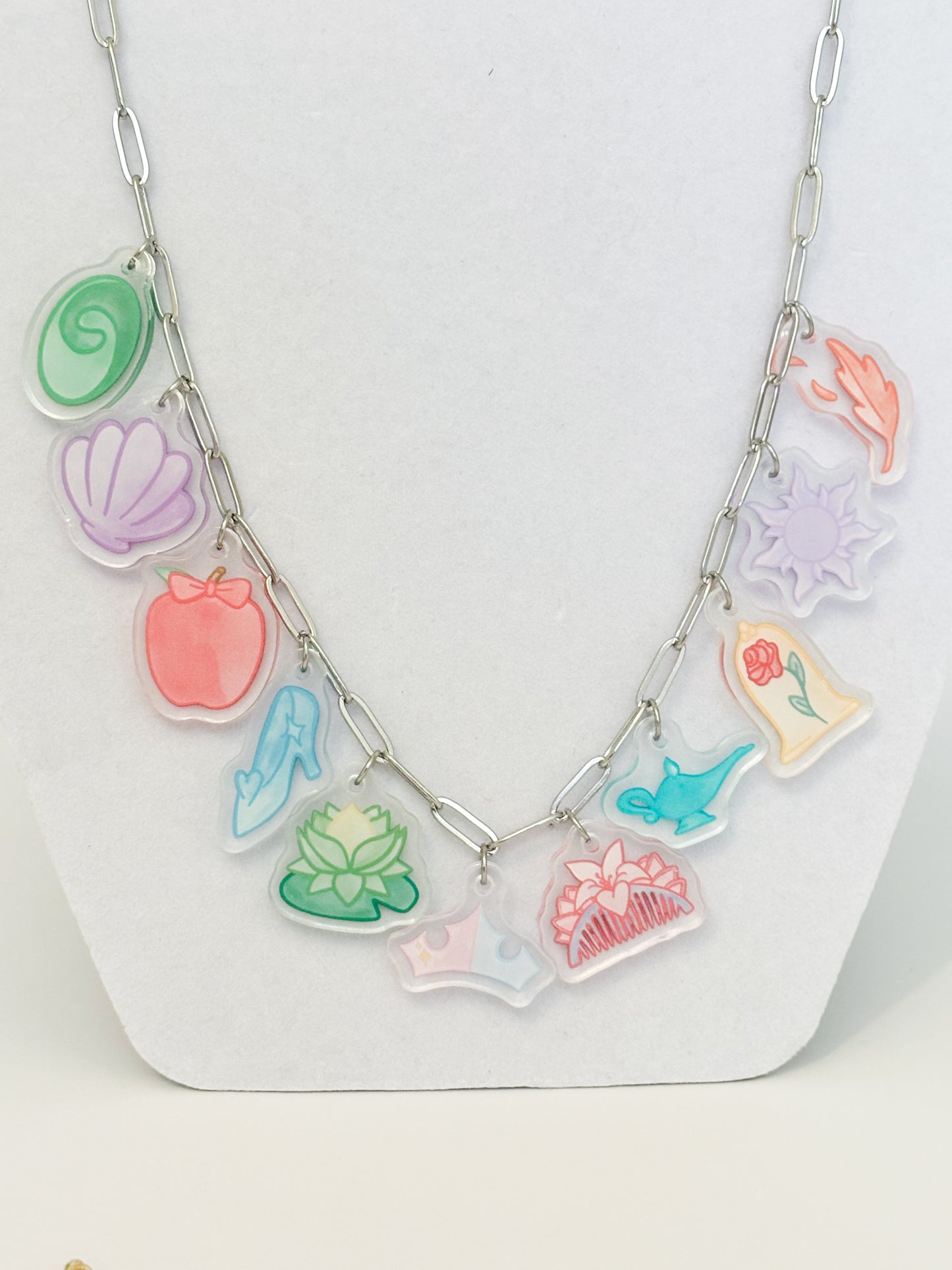 Princess Symbol Charm Necklace(11 charms) and Bracelet (6charms)