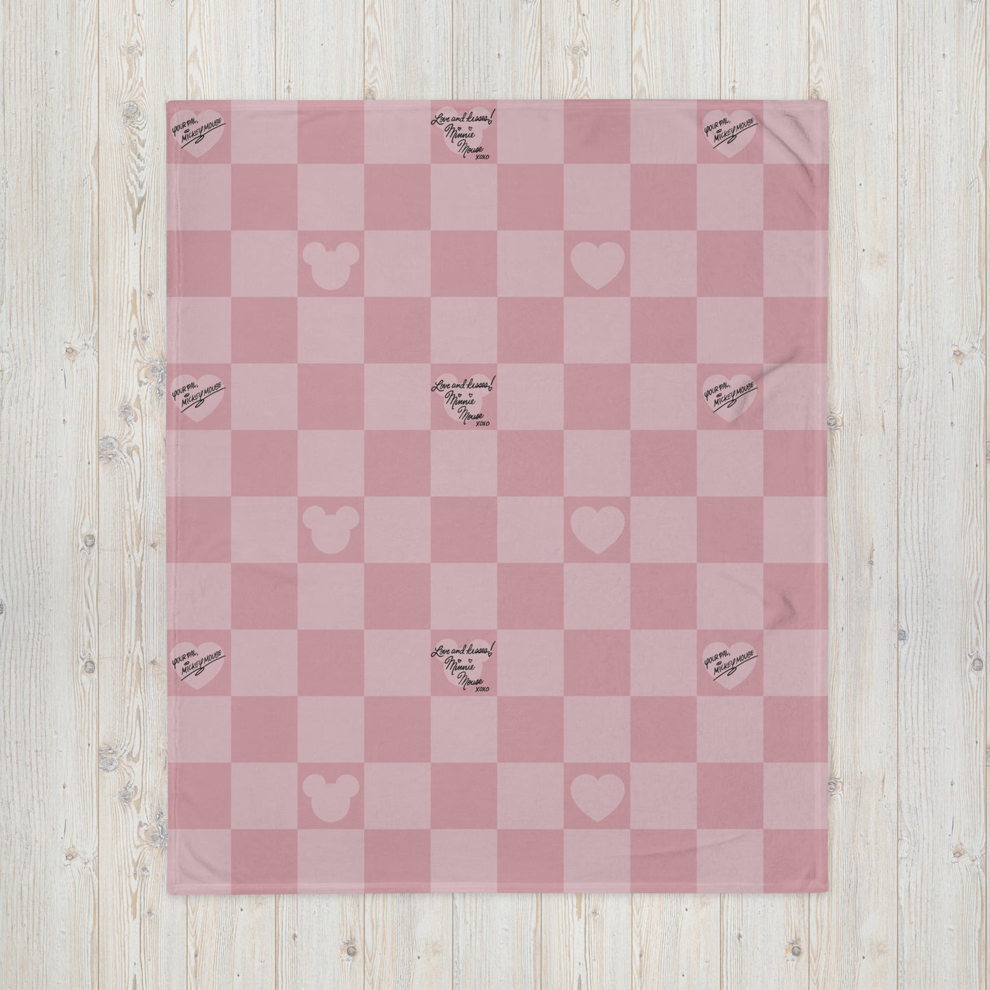 Mouse Love Pink Check Throw Blanket