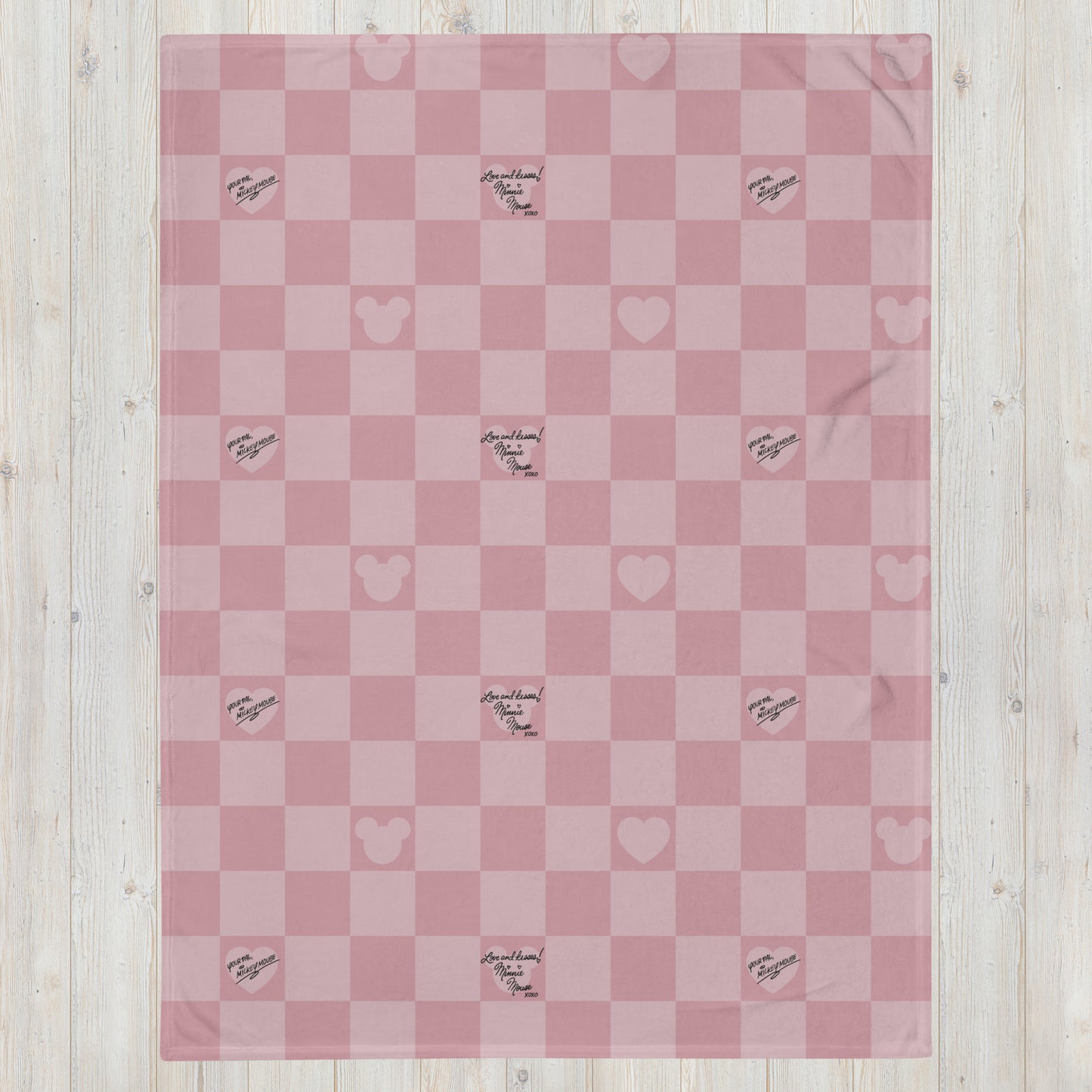 Mouse Love Pink Check Throw Blanket