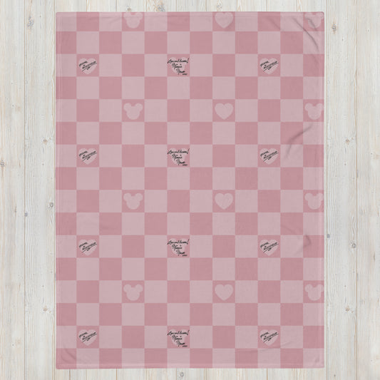 Mouse Love Pink Check Throw Blanket