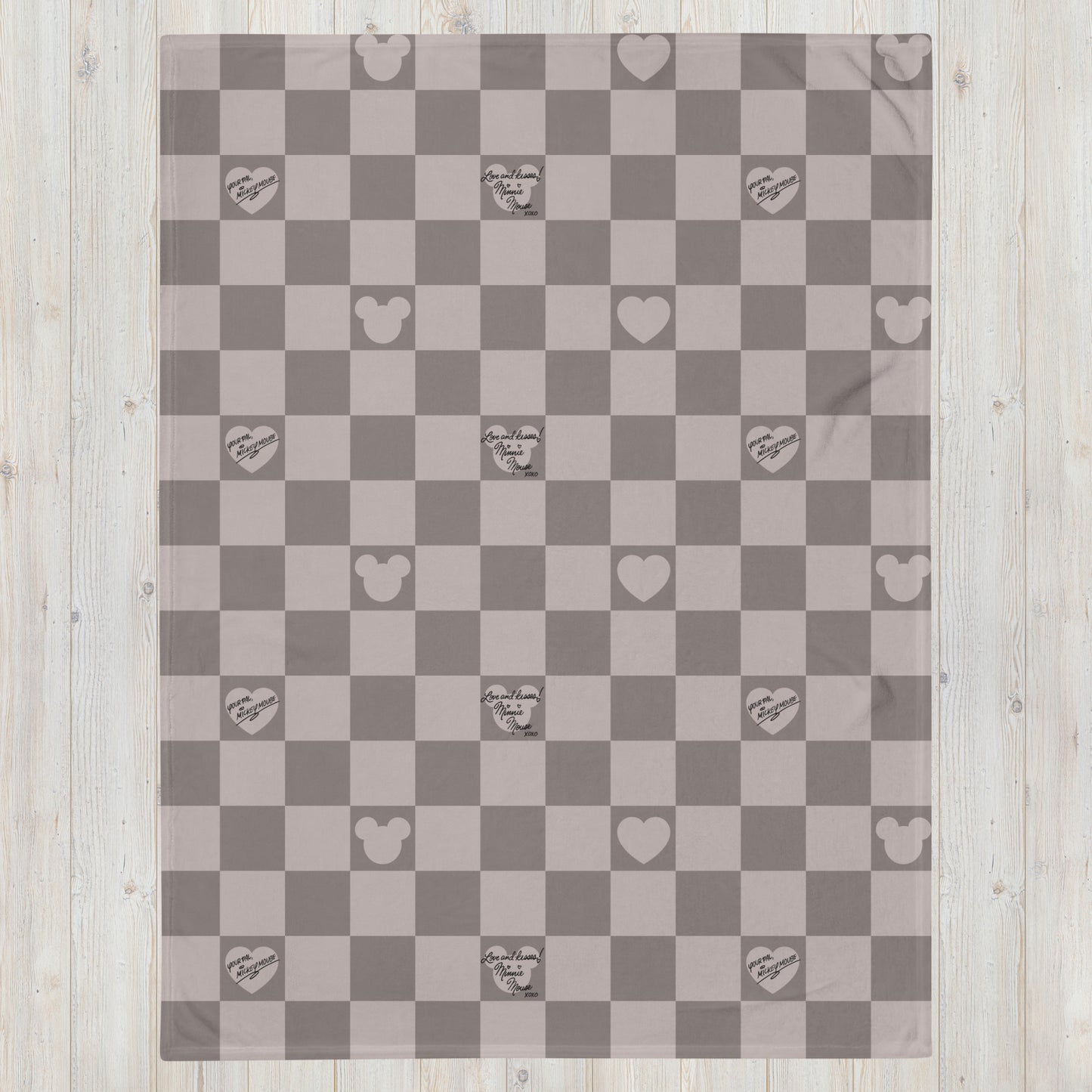 Mouse Love Neutral Check Throw Blanket